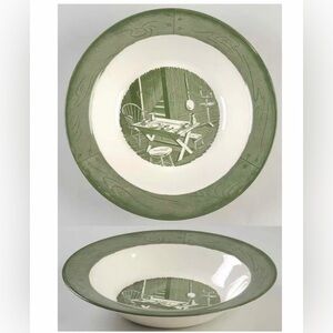 Colonial Homestead 1950’s Green 10" Round Vegetable Bowl